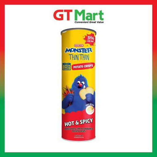 Picture of Mamee Monster Thin Thin Potato Crisps Crackers Hot & Spicy Cannister 100g