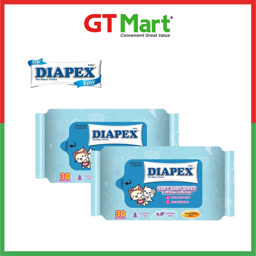 Picture of Diapex Soft Baby Wipes 2in1 2 x 80s